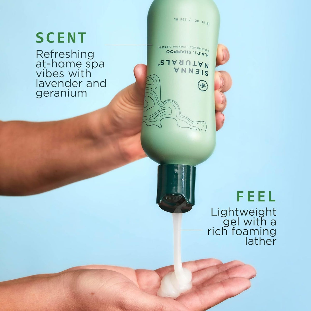 Sienna Naturals - HAPI Shampoo - Anti Frizz - Sulfate-Free, Scalp-Nourishing & Hydrating Cleanser - Gently Removes Buildup Without Stripping - pH-Balanced, Vegan & Clean Formula - 11oz