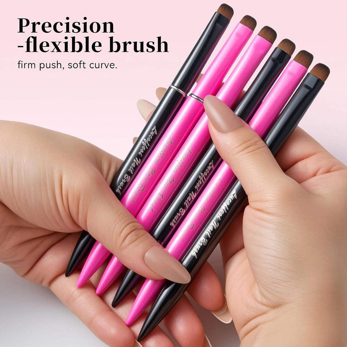 Nail Brush for French Tip, Nail Cleaning Brush for Gel & Acrylic - Professional Kolinsky Sable French Manicure Brush, Thin Nail Art Brush for Precise Clean Up & Polygel Application (Black, F18)