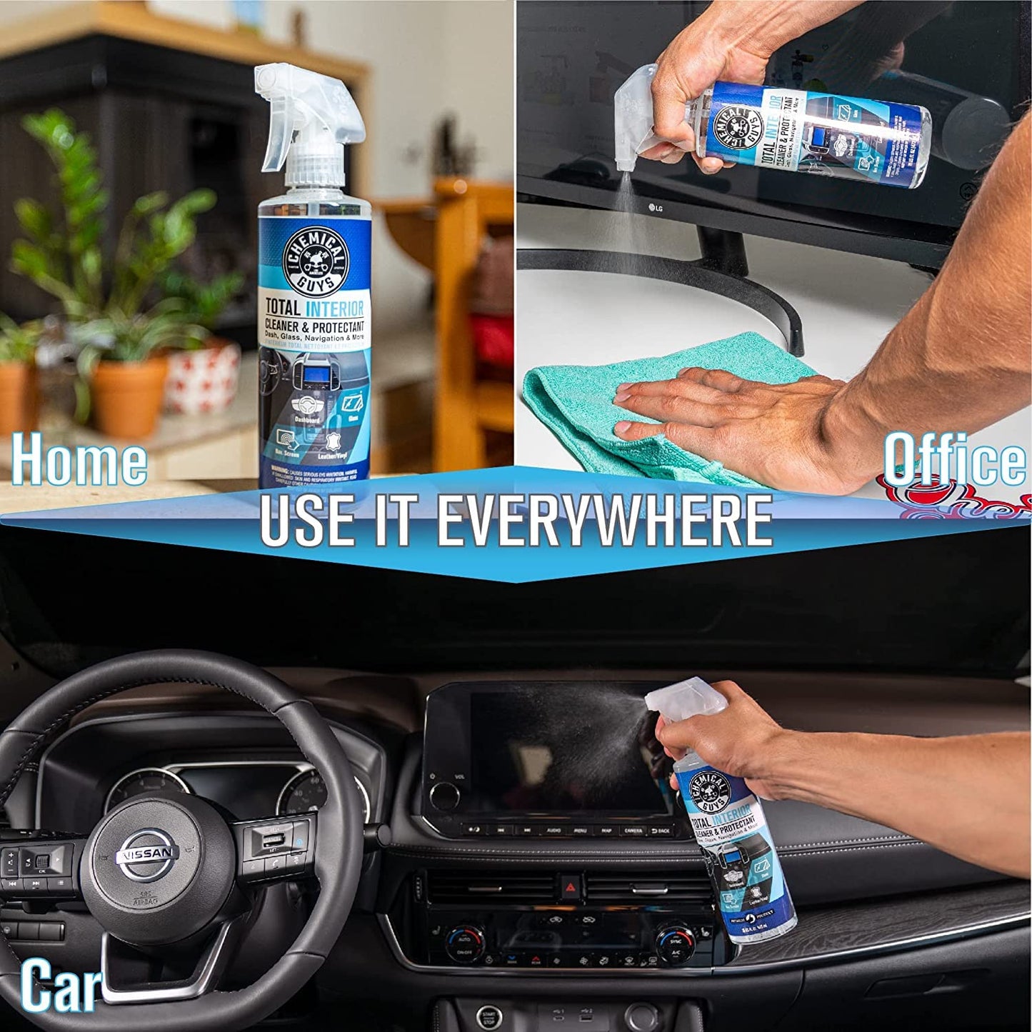 Chemical Guys Total Interior Cleaner & Protectant, Cleans & Protects Leather, Vinyl, Plastic, Rubber & Glass Streak-Free Finish for Cars, Trucks, SUVs, RVs & More - 128 oz