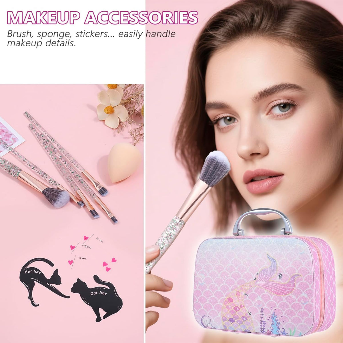 Makeup Kit For Girls, Makeup Set For Teen Beginners, Make up Gift Set For Women with Makeup Box, Eyeshadow Palettes, Foundation, Concealer, brushes set (Colors 18)