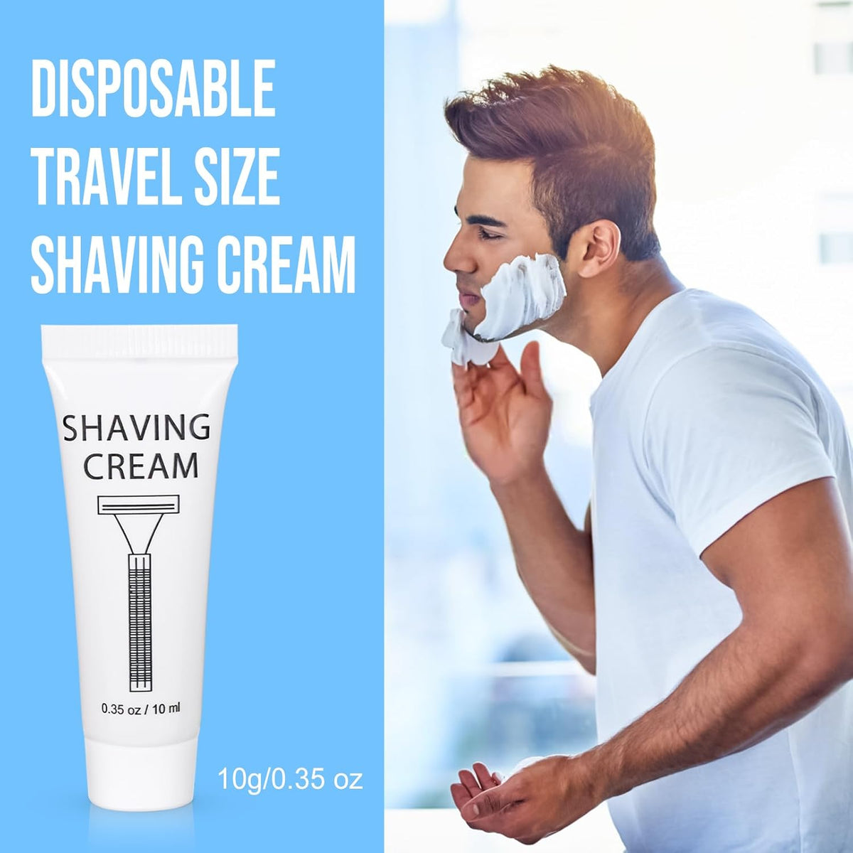 Pack of 100 Disposable Shaving Cream Bulk, Individually Wrapped, 10g/0.35 oz, Travel Size Hotel Toiletries Amenities