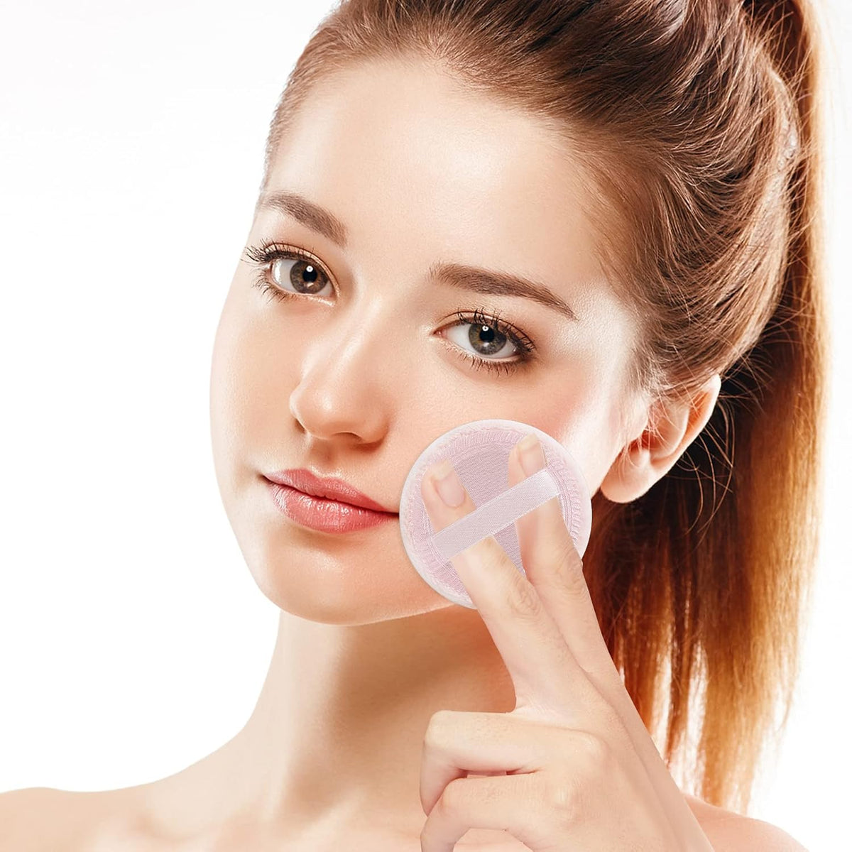 12PCS Makeup Powder Puffs Pink Cotton Powder Puffs Round Powder Puff for Makeup Face Powder Velour Puffs for Loose Powder Washable (pink+white-12pcs)