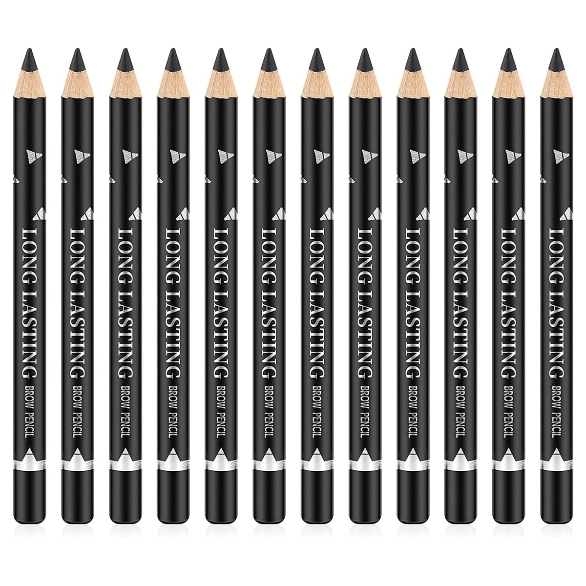 Go Ho 12 PCS Black Eyebrow Eyeliner Pencils,Sweatproof Eyebrow Pencil,Long-lasting Nice Color Eye Brow Gel Pen Makeup Brow Tint Sticks（Black）