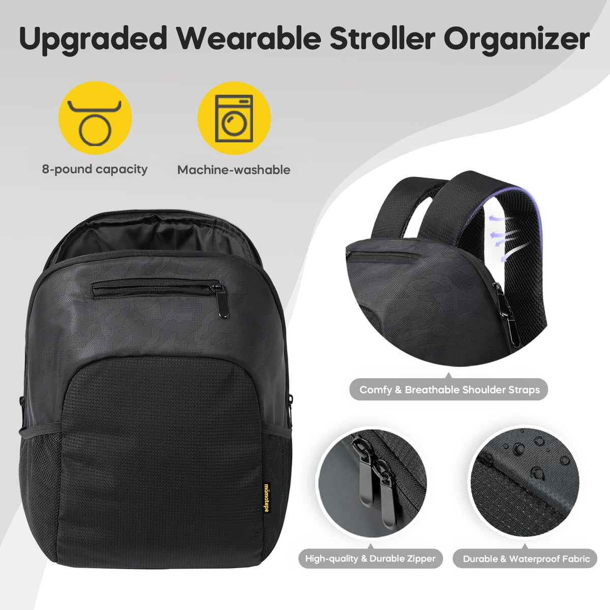 mamatepe Storage Bag Compatible with Doona Infant Car Seat, Organizer Bag,Wearable Backpack for Baby Travel,Stroller Bag for Doona Car Seat & Stroller (Black)