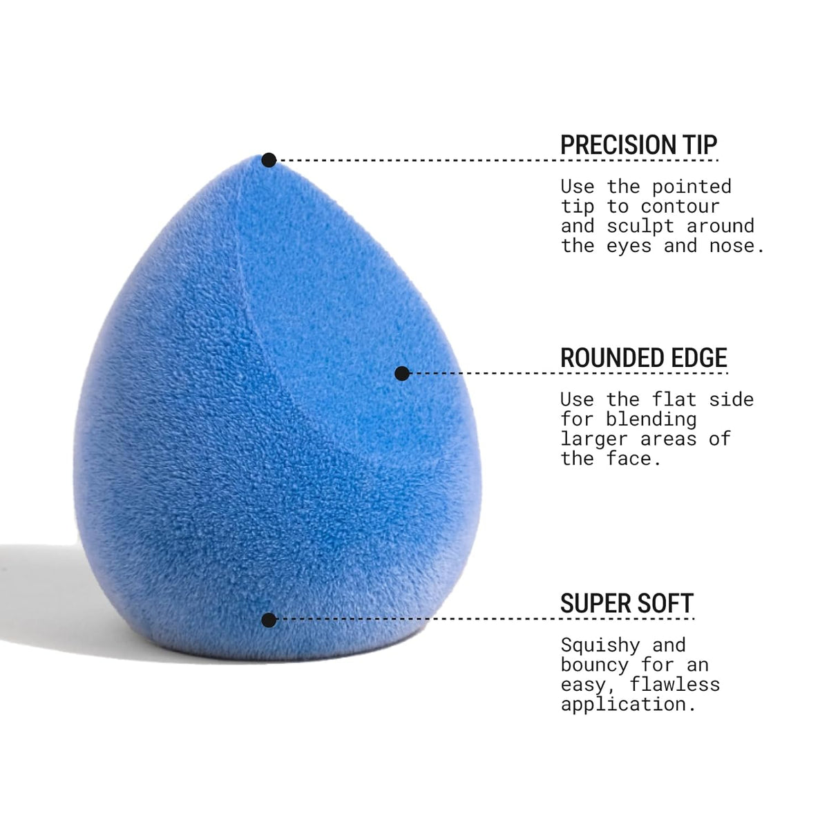 JUNO & Co. Microfiber Makeup Sponge, Dual Layer Technology for Full Coverage Flawless Makeup Blender for Foundation, Powder and Cream (Velvet Style and Blue Color)