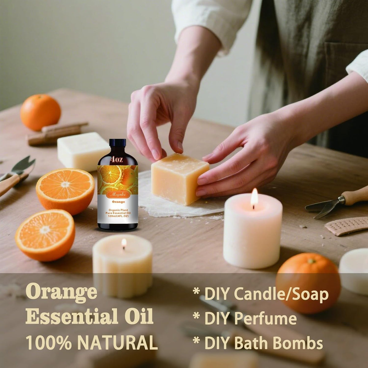 Orange Essential Oil,Roll-on Orange Oil Set (4 Fl Oz x1 + 0.33 Fl Oz x1) - 100% Natural, Diffuser, Massage, Yoga, DIY Soap and Candle Making, Fragrance Oils, Spa Care