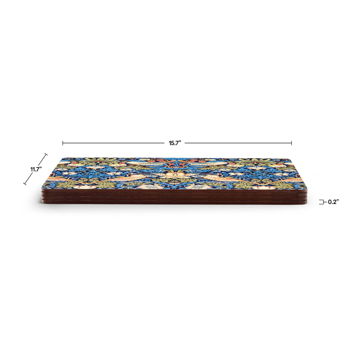Pimpernel Morris & Co Strawberry Thief Blue Placemats, Set of 4 - Stain Resistant & Heat Safe Fabric-Feel Table Mats with Birds & Botanical Pattern for Stylish Dining & Entertaining