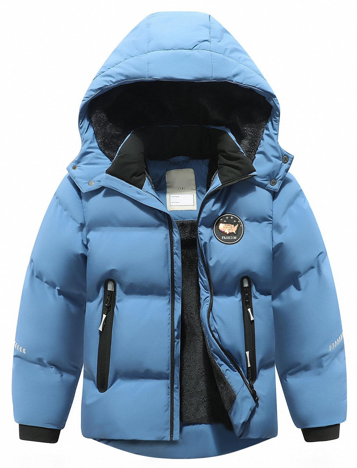 BYLESIN Kids Boy's Winter Coat Fleece Lined Waterproof Jacket Puffy Cotton Coat Thick Hooded Down Outdoor Coats