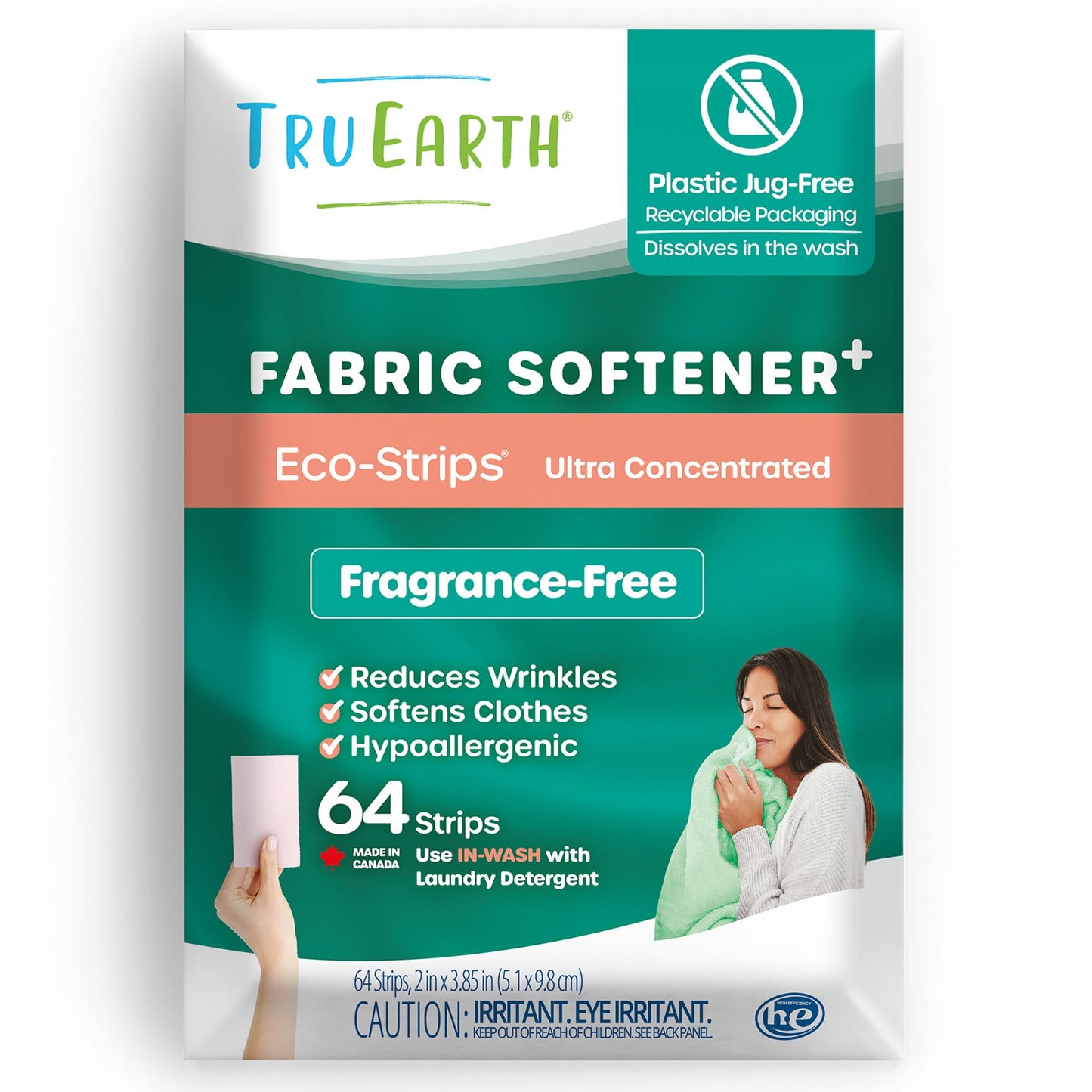 Tru Earth Fabric Softener Strips for Washing Machine, Alternative to Fabric Softener Liquid and Pods, Fresh Linen Scent Booster, Up to 64 Loads Per 32-Count