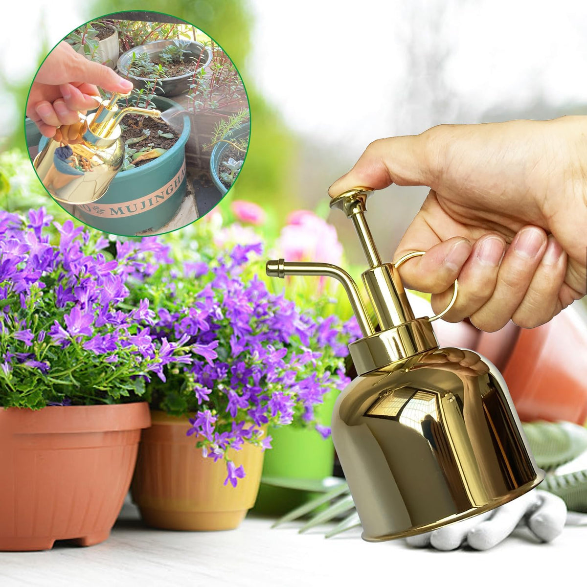 Plant Mister Spray Bottle Stainless Steel Plant Sprayer, Small Watering can Plant Spray Bottle Modern Gardening Tools for Indoor Potted Plants Watering and Spraying