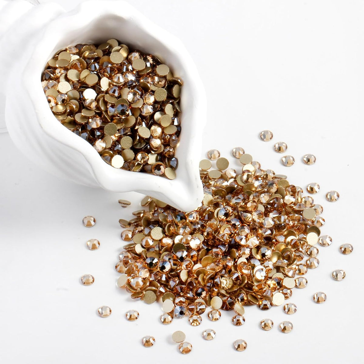 3000 PCS SS8 Flatback Rhinestones,12-Facet Diamond-Cut Glass Gems for Nail Art,Clothing,DIY Crafts,Glue-On Decoration Stones with Silver Backing,Golden Shadow