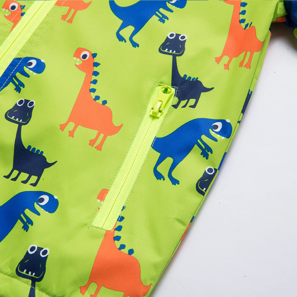 IjnUhb Waterproof Hooded Jacket for Boys Girls,Kids Raincoats Outdoor Windbreaker Dinosaur Rain Jacket (Green,4T)