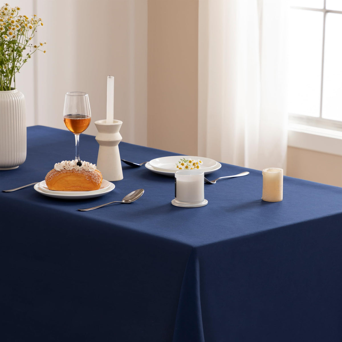 joybest 10 Pack Navy Blue Tablecloths 60x102 Inch Polyester Table Cloth, Stain and Wrinkle Resistant Washable Fabric Table Cover for Wedding, Party, Reception, Banquet, Dining