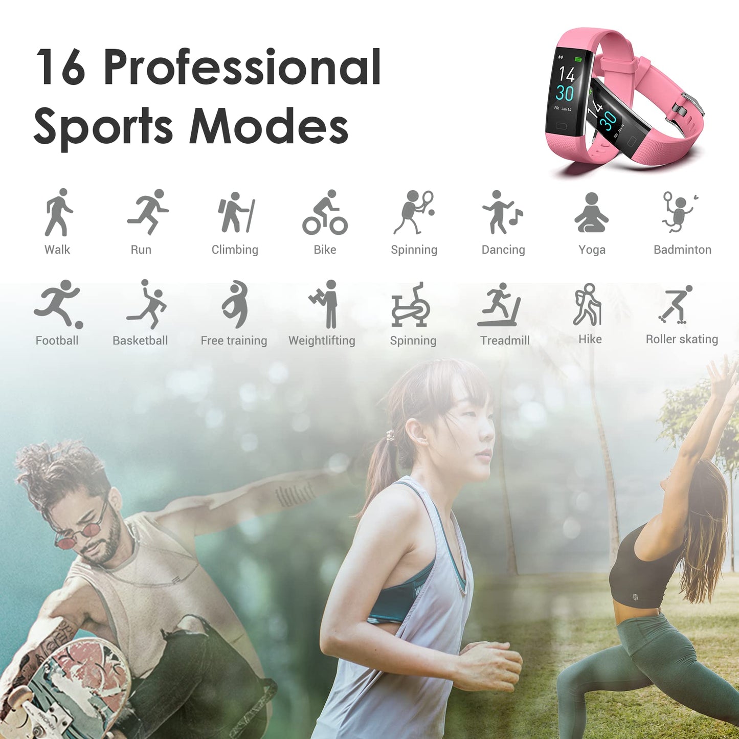 threesheep Fitness Tracker for Men and Women,Fitness Watch Waterproof with Activity Tracker and Sleep Monitor,Smart Watch for Android and iOS Phones (Pinkcolor