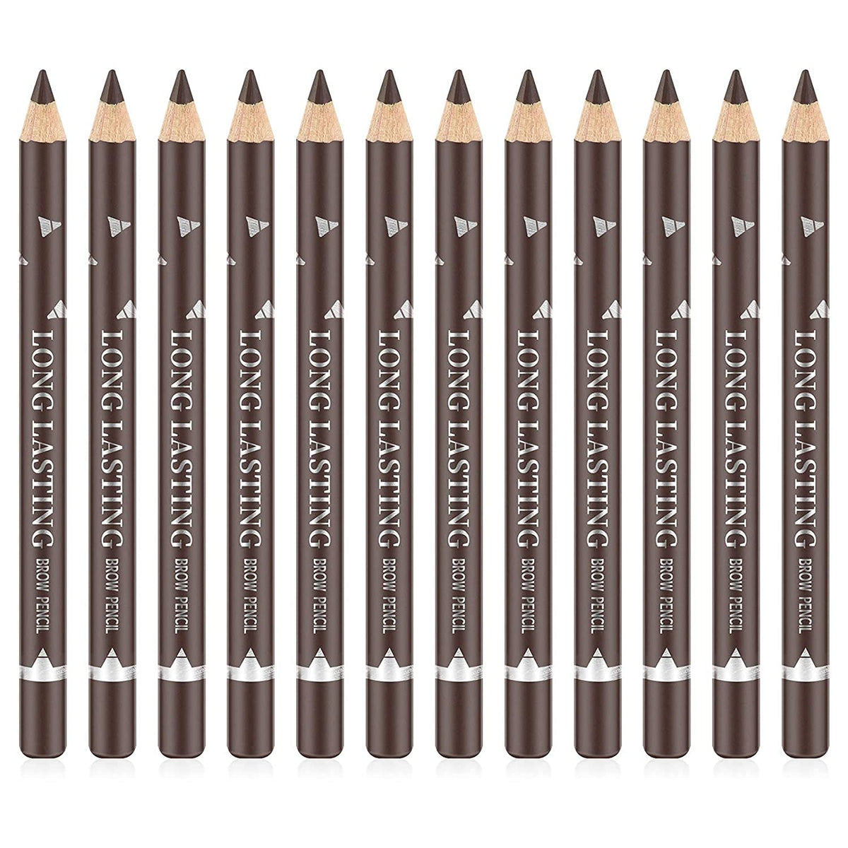 Go Ho 12 PCS Dark Brown Eyebrow Eyeliner Pencils,Sweatproof Eyebrow Pencil,Long-lasting Nice Color Eye Brow Gel Pen Makeup Brow Tint Sticks（Dark Brown）