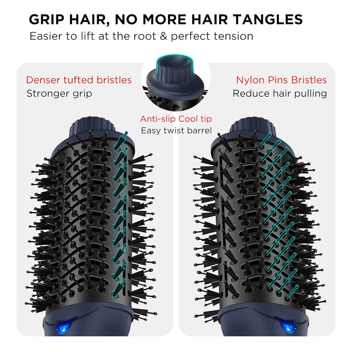 One Step Hair Dryer & Volumizing Brush, Aima Beauty Hair Styling Tool - Ceramic Straightener, Curler, Hot Air Styler & Ionic Salon Brush, Prussian Blue