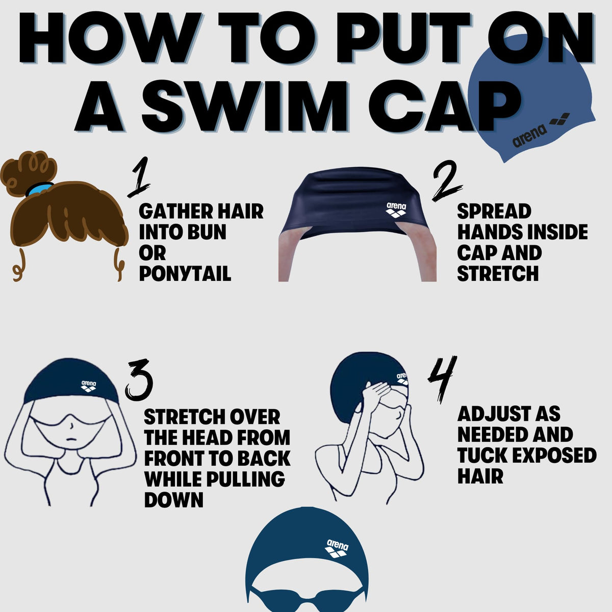 Arena Unisex Adult Poolish Molded Silicone Swim Cap for Training and Racing, One Size Fits Most, Pool Tiles/Blue
