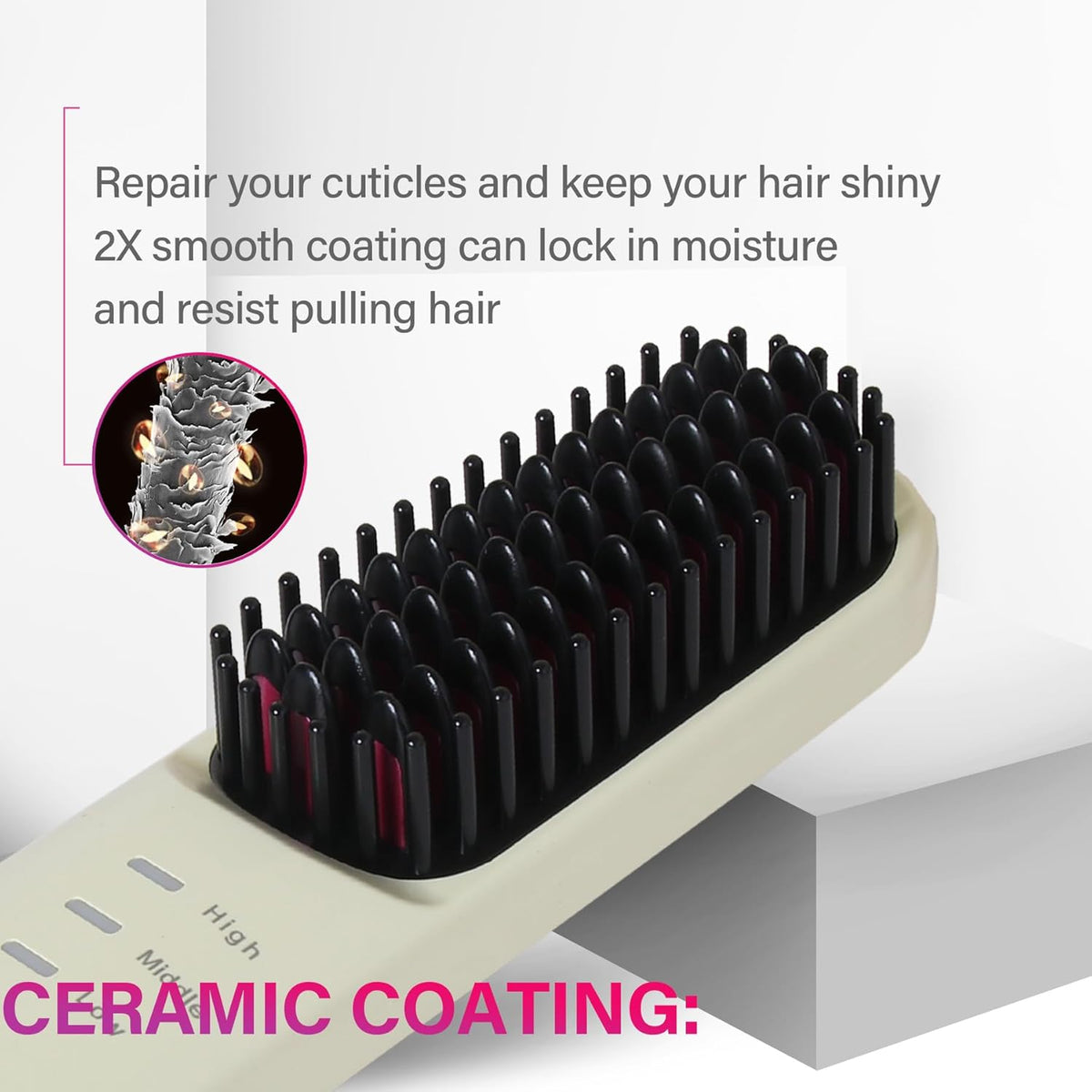 Cordless Hot Hair Brush Straightener Heat Pressing Combs Ceramic Electric Straightening Comb, Anti Burn for Natural Black Hair Beard Wigs Holiday Gifts - Purple （2600mA）