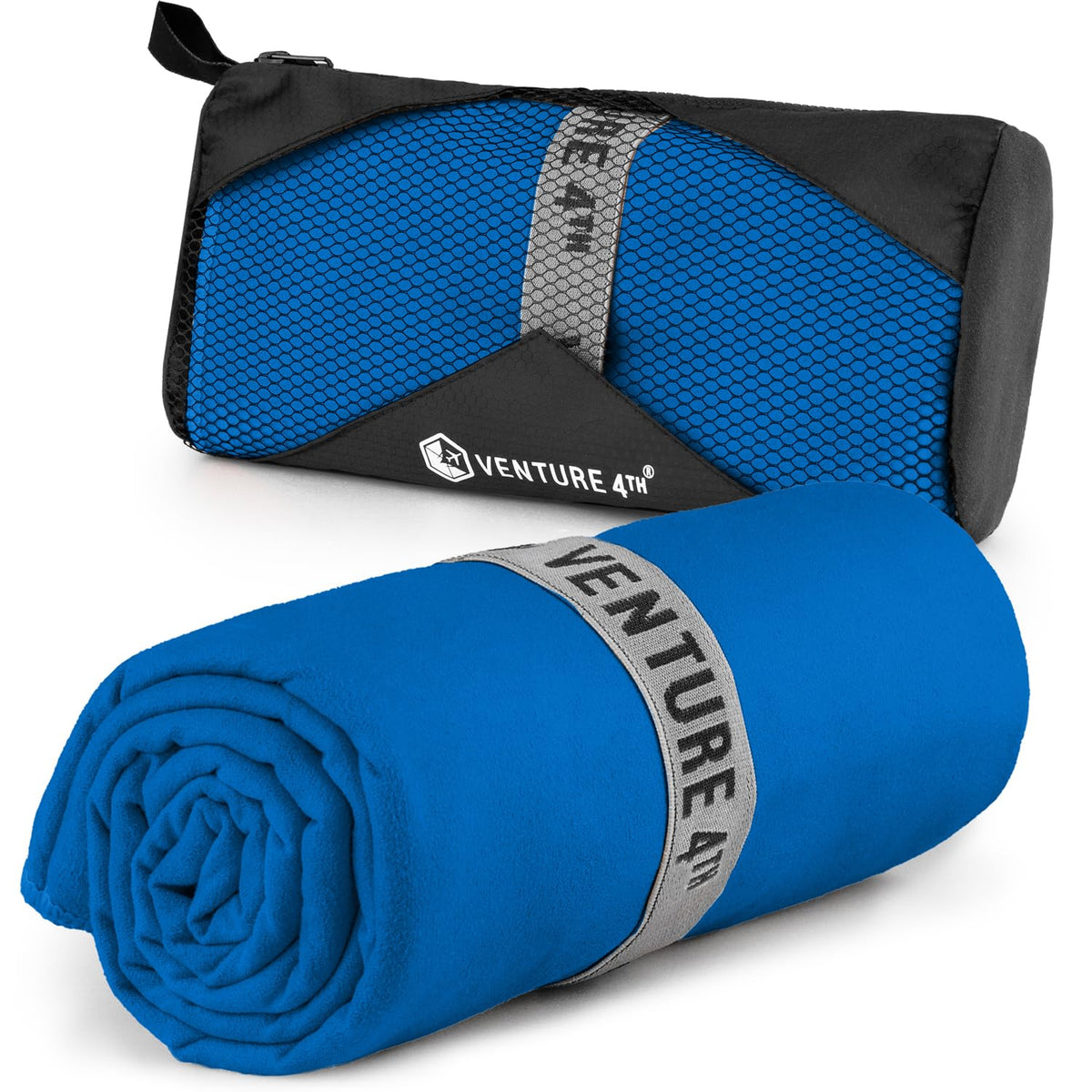 VENTURE 4TH Quick Dry Towel. Microfiber Travel Towel Ideal for Camping, Hiking, Backpacking, Gym. Lightweight & Fast Drying Travel Towels for Body. Compact & Easy to Pack - Black Medium