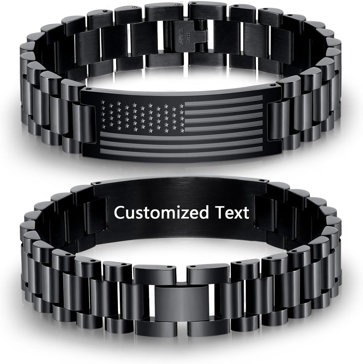 Gifts for Dad Stepdad New Dad Husband, Stainless Steel American Flag Watch Bracelet Birthday Fathers Day Christmas Jewelry Gifts for Men