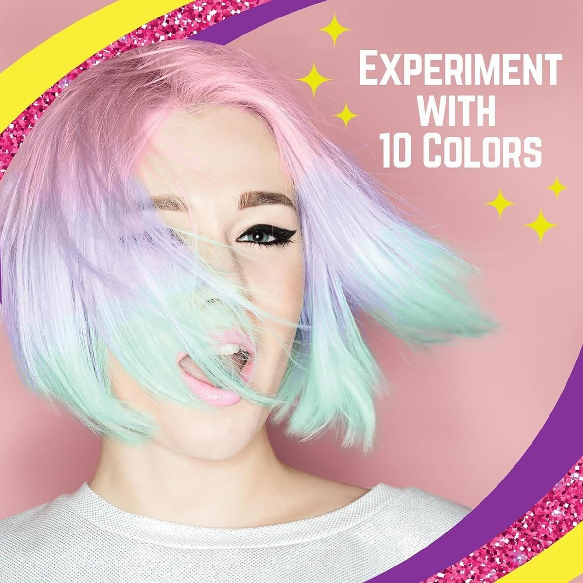 GirlZone Hair Chalks Set, 10-Piece Temporary Hair Chalk For Kids, Easy to Apply and Remove Temporary Hair Color for Kids Dress Up Parties, Role Play, Gift-Ready Vibrant Girls Hair Chalk Set