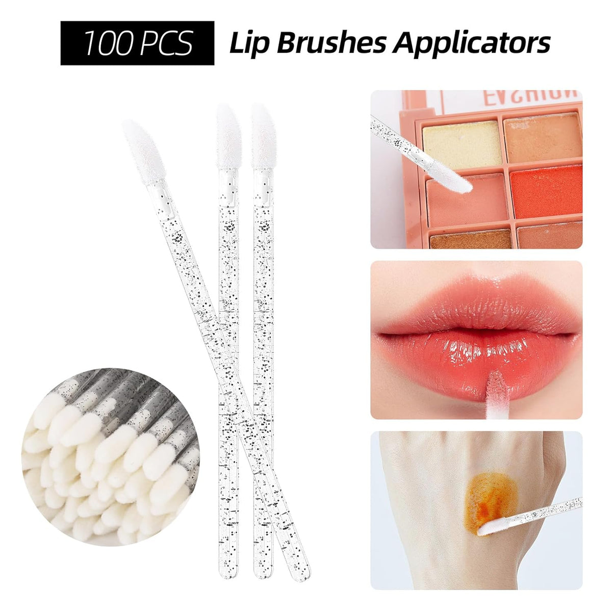 300 Pcs Spoolies Mascara Wands Lip Brushes Micro Swabs Applicator, Disposable Eyelash Brushes Lipstick Tester Makeup Applicator Tool Black