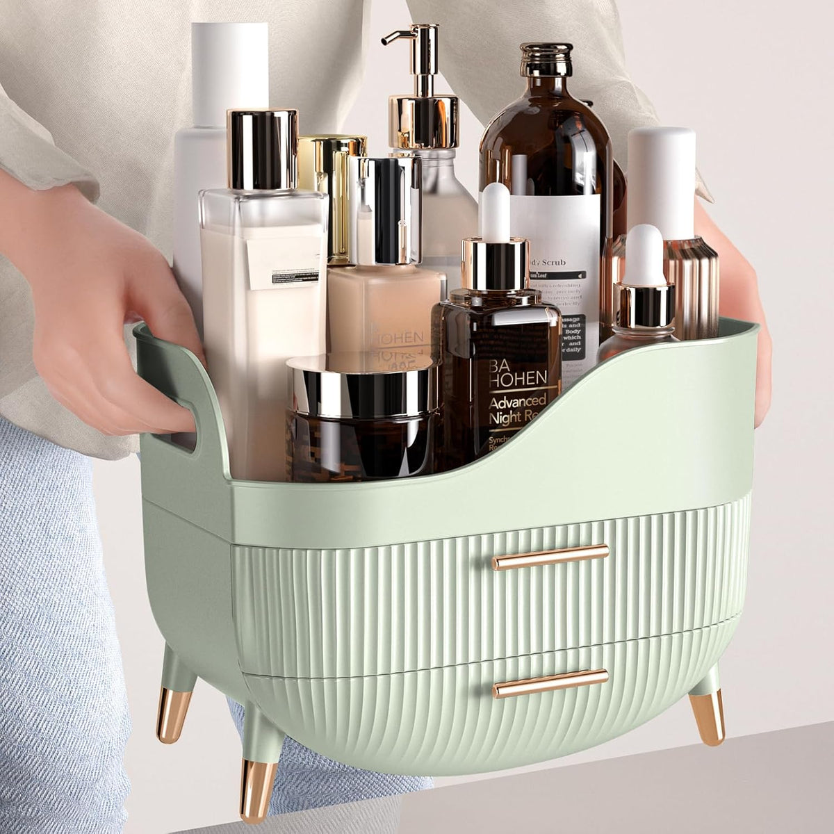 Makeup Organizer with Drawers,Skincare Organizer for Vanity,Storage Box with Handle,Large Cosmetic Display case for Dresser, Bathroom Countertop