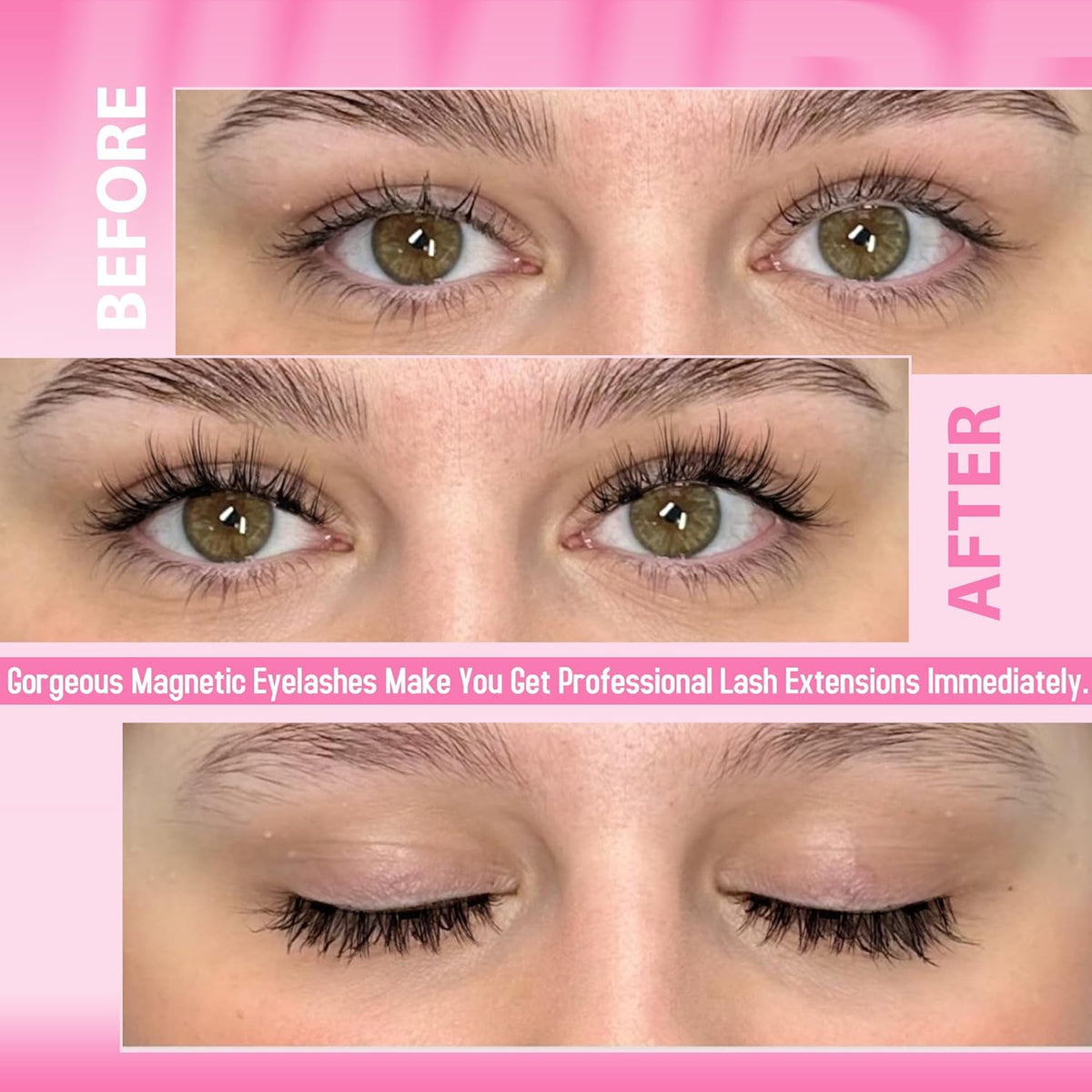 Natural Magnetic Eyelashes Wispy Magentic Lashes Reusable Clear Band Magnetic Eyelashes Kit with Applicator No Glue Needed Magnetic Lashes for All Day Comfort and Easy Wear and Remove by JIMIRE