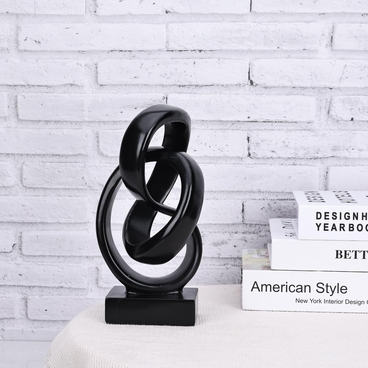 DOVDOV Abstract Black Knot Statue, Geometric Decor, Living Room Coffee Table Bookshelf countertop Black Decor, Office Coffee Table entryway Desktop Decor.