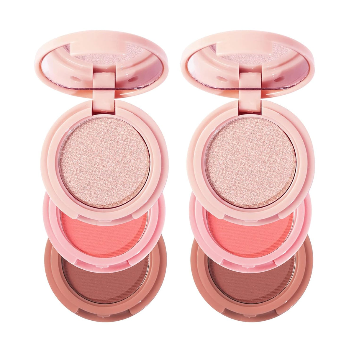 Makeup Eyeshadow Palettes, 3-in-1 Protable Multifunction Blush Highlighter Contour Palettes with 3 Trend Colors for Daily Natural Luster Makeup, Waterproof Long Lasting - 2 Pack #3