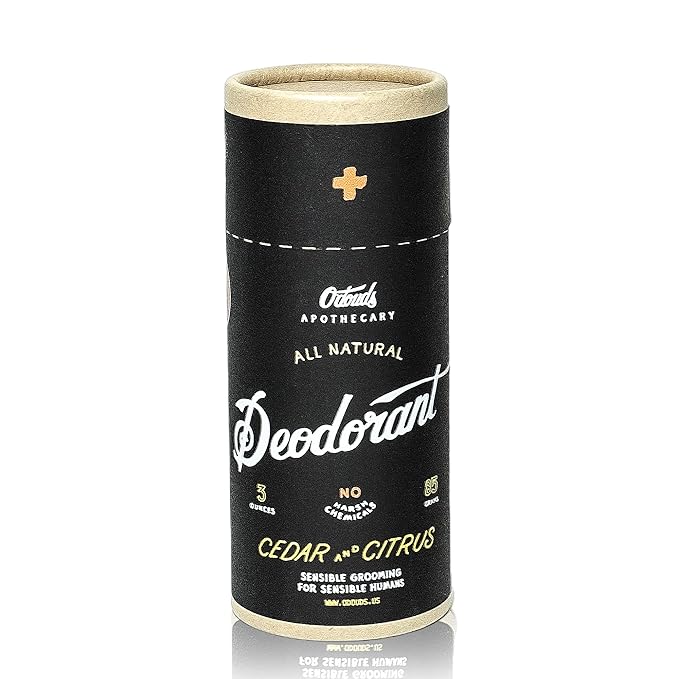 O'Douds Natural Deodorant for Men & Women - Vegan, Aluminum Free With No Parabens or Sulfates - Cedar & Citrus Scent (3oz.)