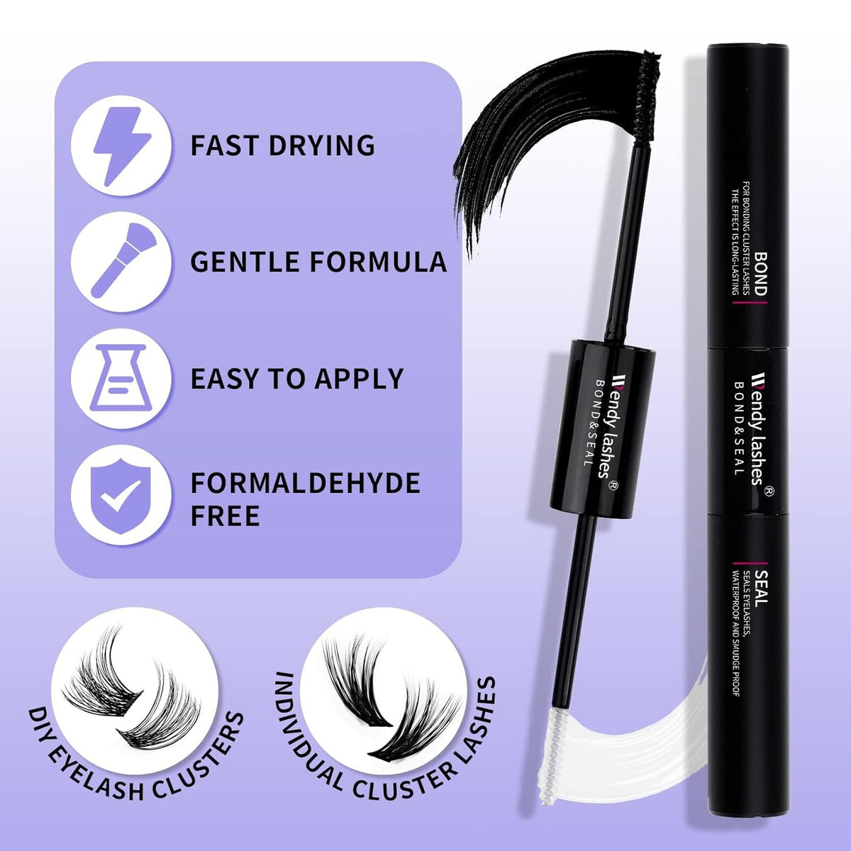 Lash Clusters Kit for Using at Home: Ultra-light, DIY, Natural, Fluffy, Wispy, Waterproof, Anime, Manga, Cat Eye, C Curl, 12-16mm, 40P+50P, Wendy, RT318