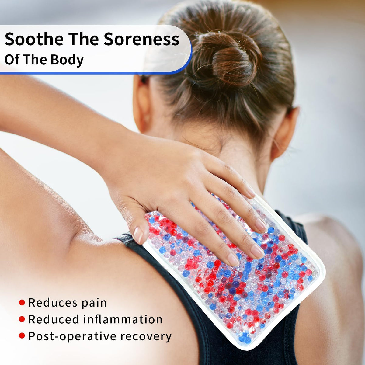 Gel Beads Ice Pack Ice Bag with Strap-1 Pack Reusable Hot & Cold Pack Compress for Knee, Shoulder, Foot, Back, Ankle, Neck, Hip, Elbow, Wisdom Tooth-7.76''x4.93''