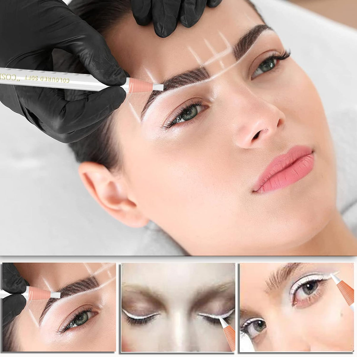 Tattoo Makeup And Microblading Supplies Kit-Permanent Eye Brow Liners For Marking In 5 Colors Waterproof Eyebrow Pencils Peel (white)