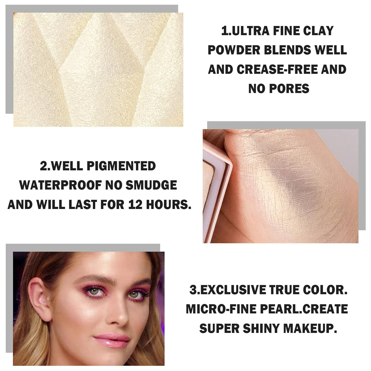 Face Pink Blush Highlighter Makeup Palette Shimmer Contour Waterproof Long-Lasting, Brightens Face Contour Illuminator Highlighters Blush Makeup Palette - 03 Fairy Powder