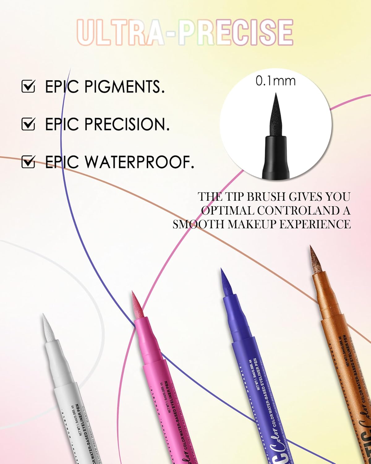 White Matte Liquid Eyeliner Pencil, Colorful High Pigmented Waterline Eye liner Waterproof Pen, Bright Colored Smudgeproof Long Lasting Eyeliner Pen Christmas Party Festival Makeup Gift for Women-01