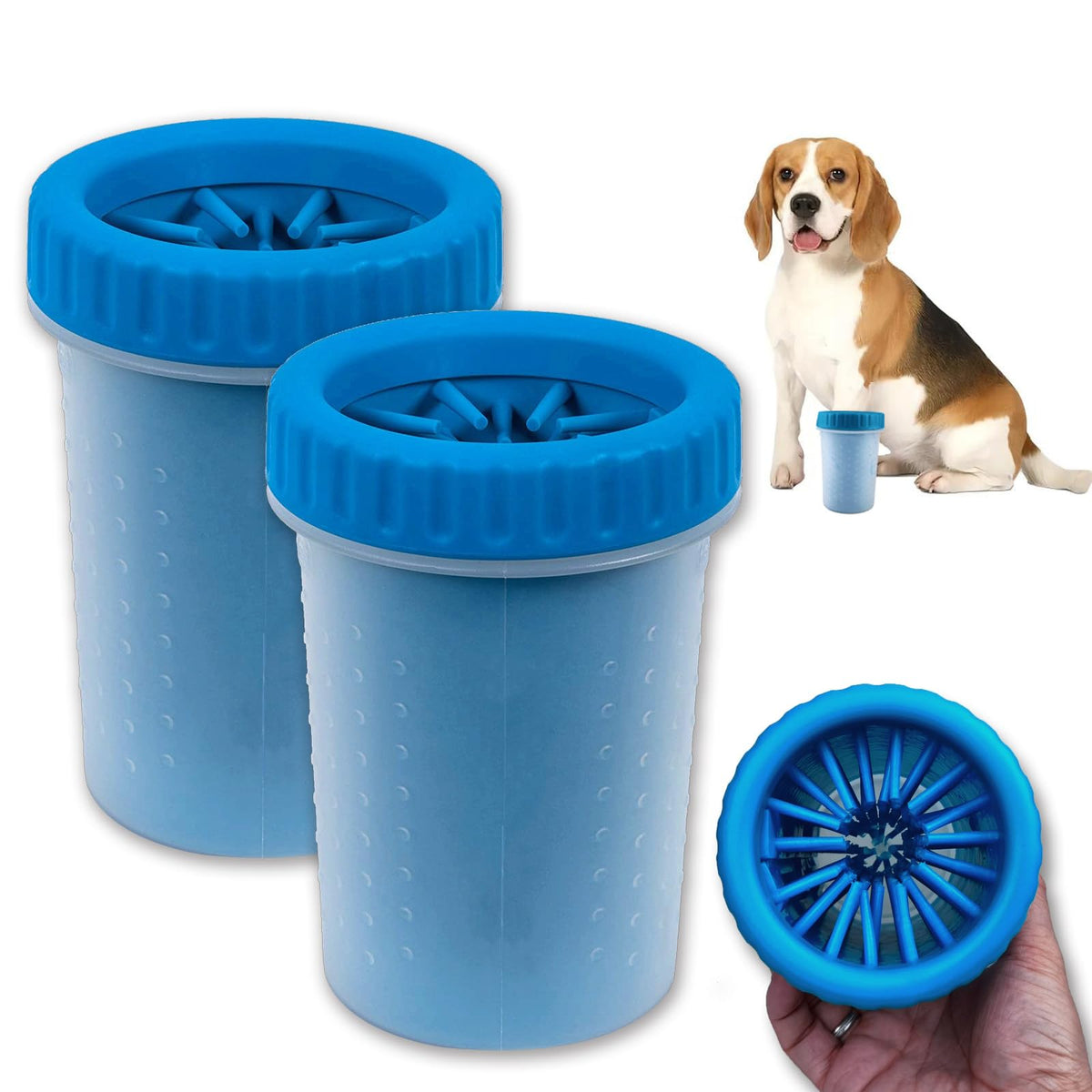 CAREFUNY 2 Pack Portable Dog Paw Cleaner, Washer, Buddy Muddy Pet Foot Cleaner for Medium Breed Dogs and Cats, Blue