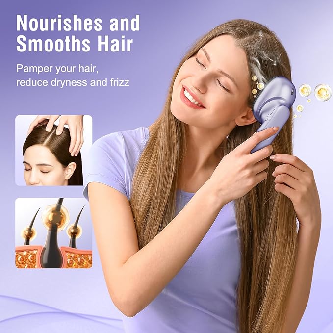 Electric Scalp Massager Brush, Portable Vibrating Scalp Massager Tool, Scalp Massage Tool, Head Massager for Hair Scalp Relax with Hair Oil, Nourishes Hair (Purple)