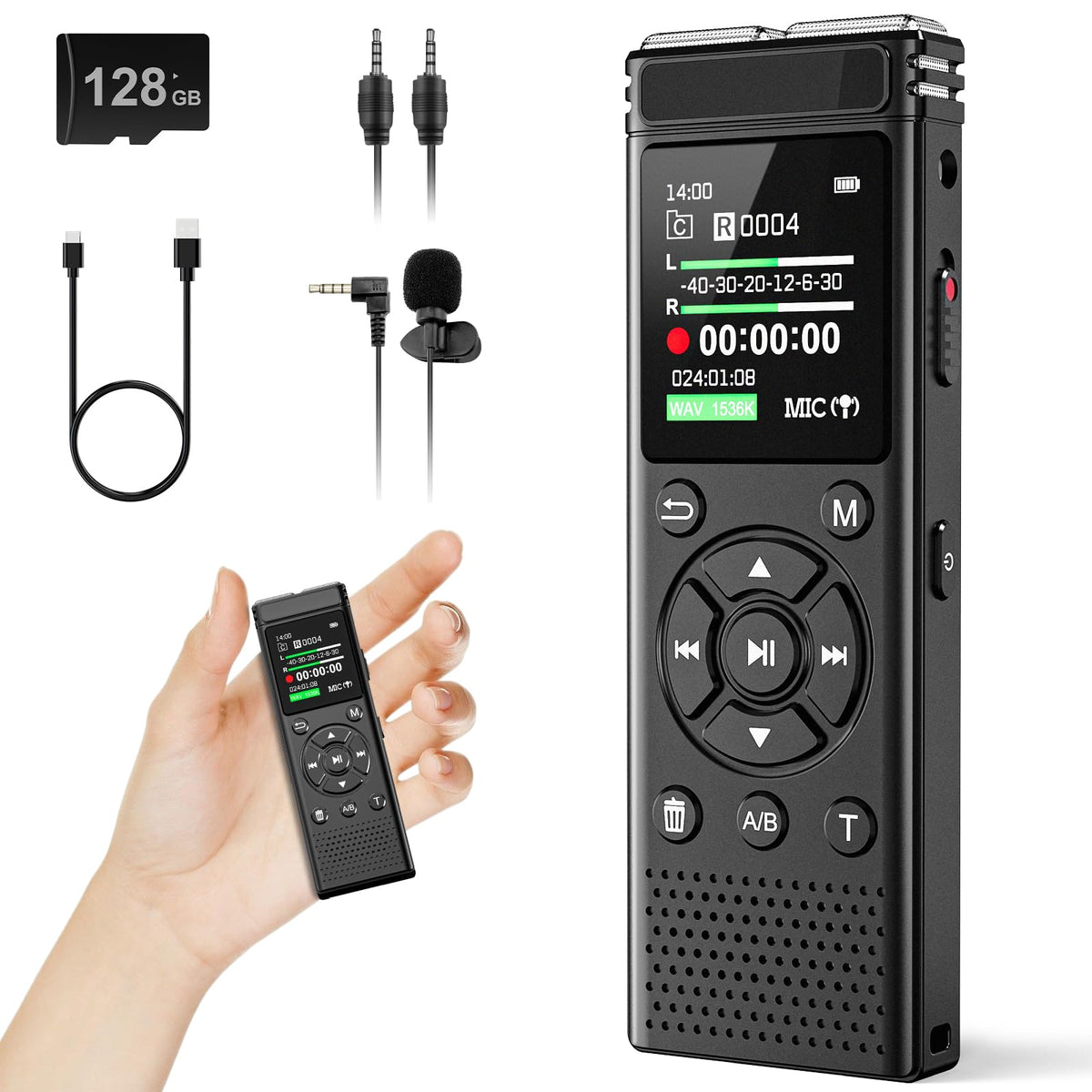 136GB Digital Voice Recorder with Playback,9000 Hours Audio Recording Device,Voice Activated Recorder with Noise Reduction,A-B Repeat,Mp3 Player and Password for Lectures Meeting/Classes/Interviews