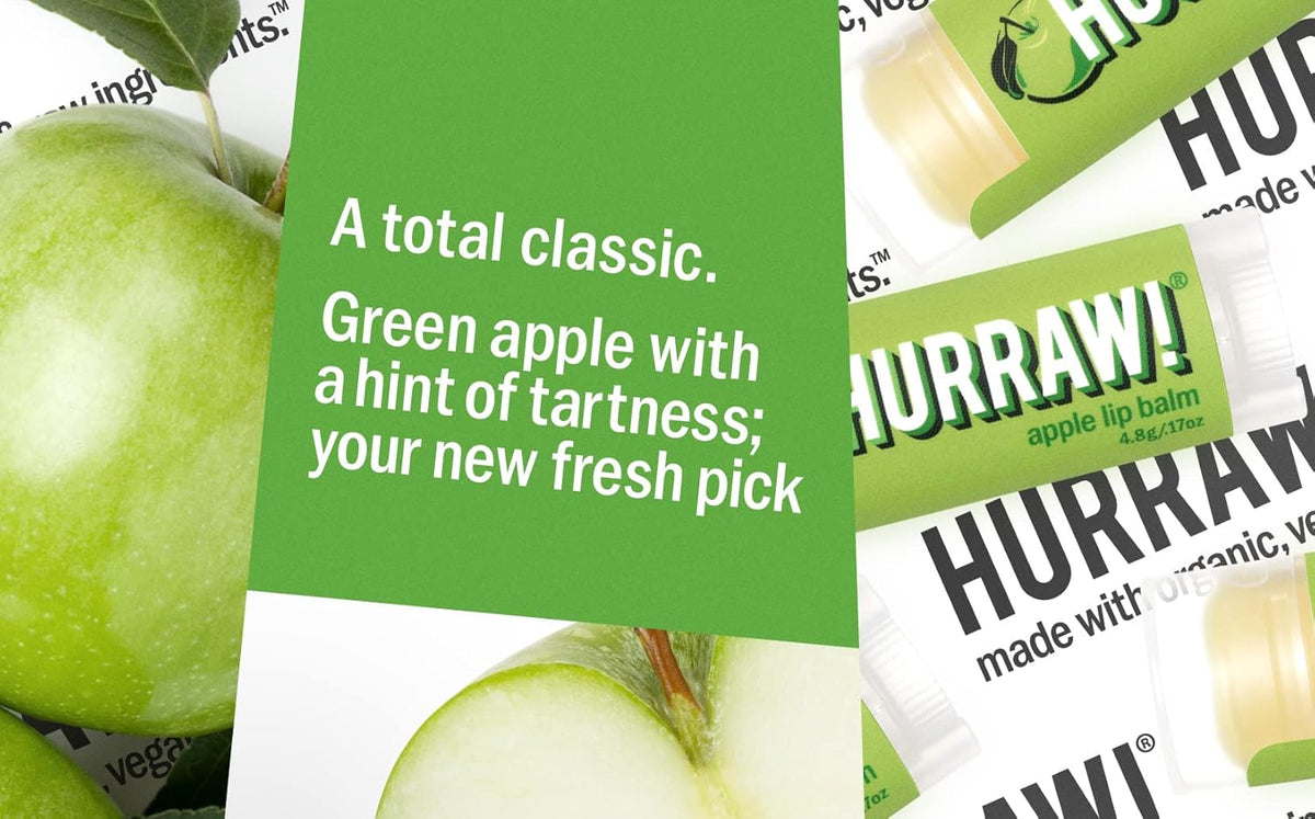 Hurraw! Banana, Apple, Pineapple Lip Balms, 3 Pack Bundle: Organic, Certified Vegan, Cruelty and Gluten Free. Non-GMO, 100% Natural. Bee, Shea, Soy & Palm Free. Made in USA