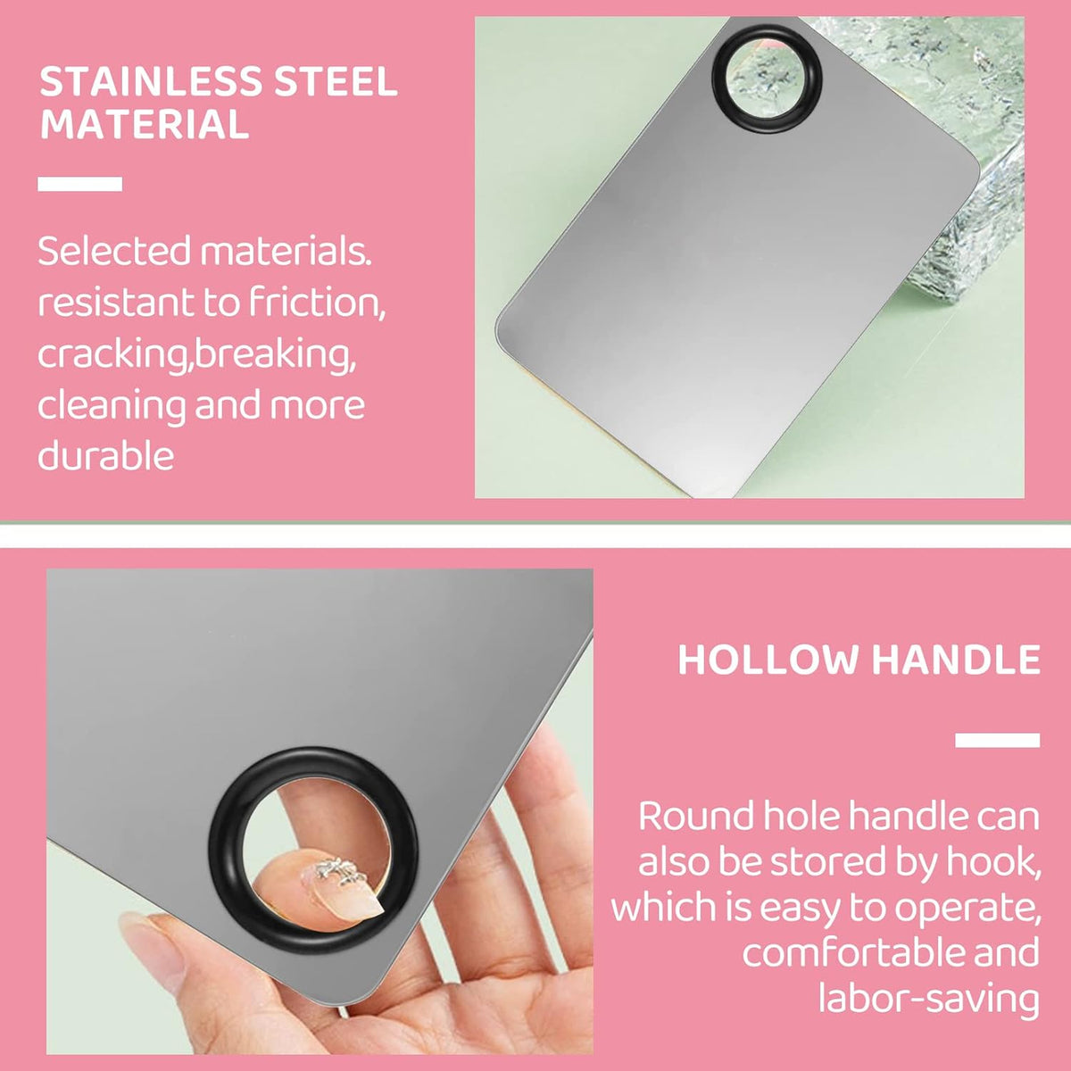 Makeup Mixing Palette with Foundation Brush and Spatula, Stainless Steel Makeup Palette Tray Mixer Nail Art Palette Mixing Tray