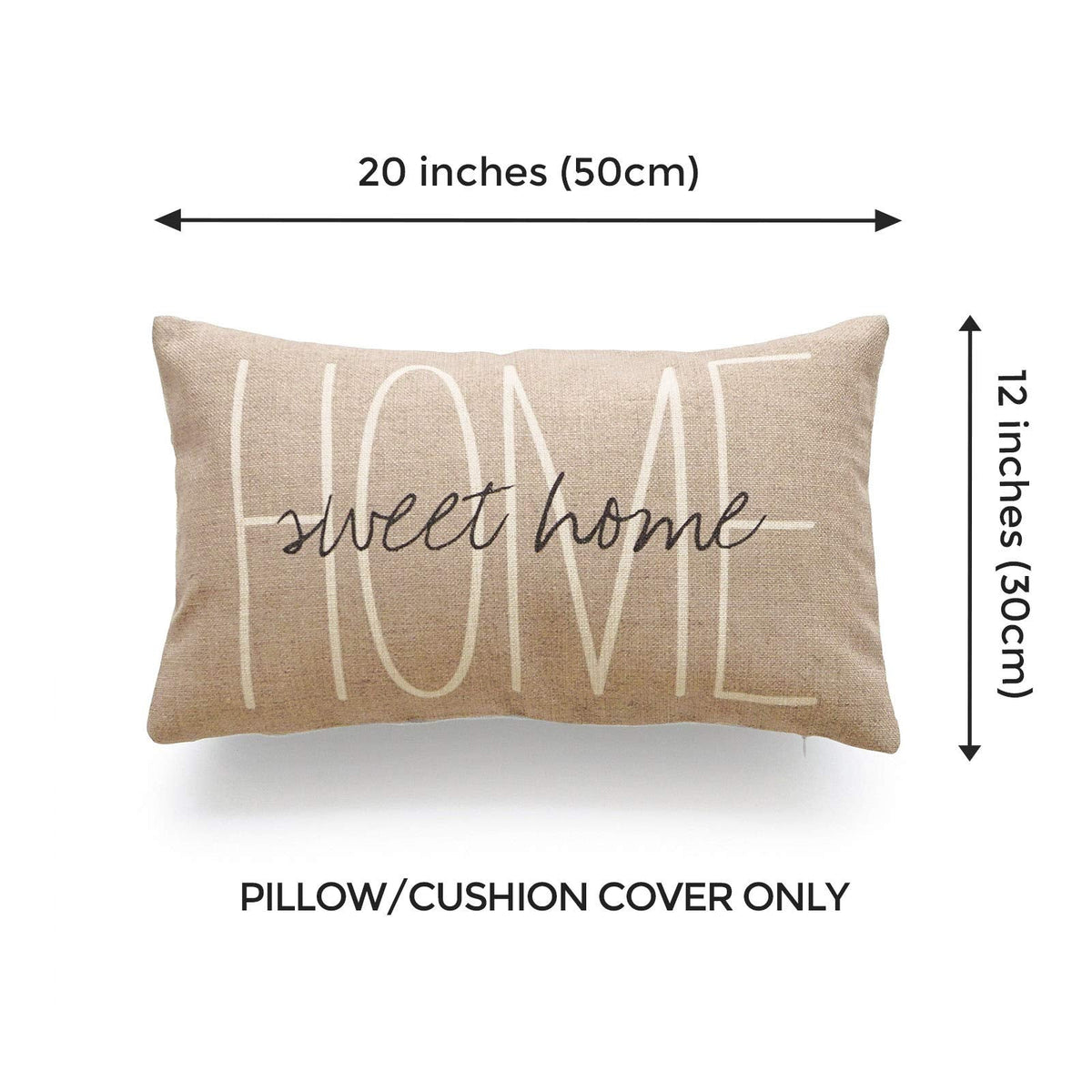 Hofdeco Lumbar Pillow Case Tan Grey His and Her Love Script HEAVY WEIGHT FABRIC Cushion Cover 12x20 (1Pc Tan Sweet Home)