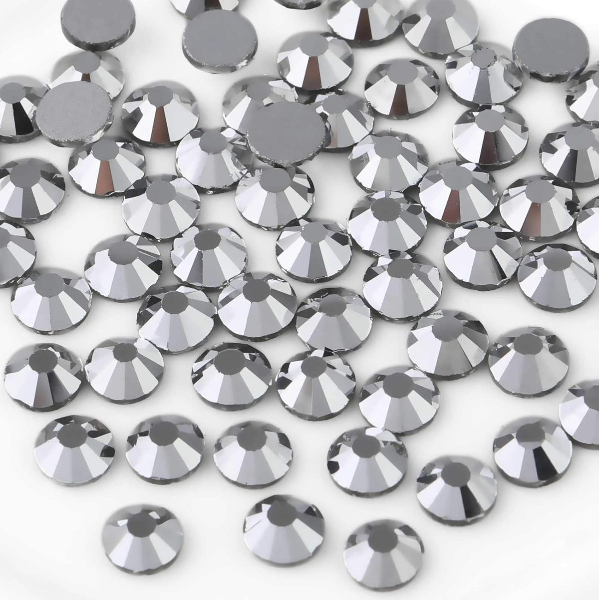 beadsland Flat Back Crystal Rhinestones Round Gems for Nail Art and Craft Glue Fix,Silver Hematite (1.3-1.4mm) SS3/1440pcs