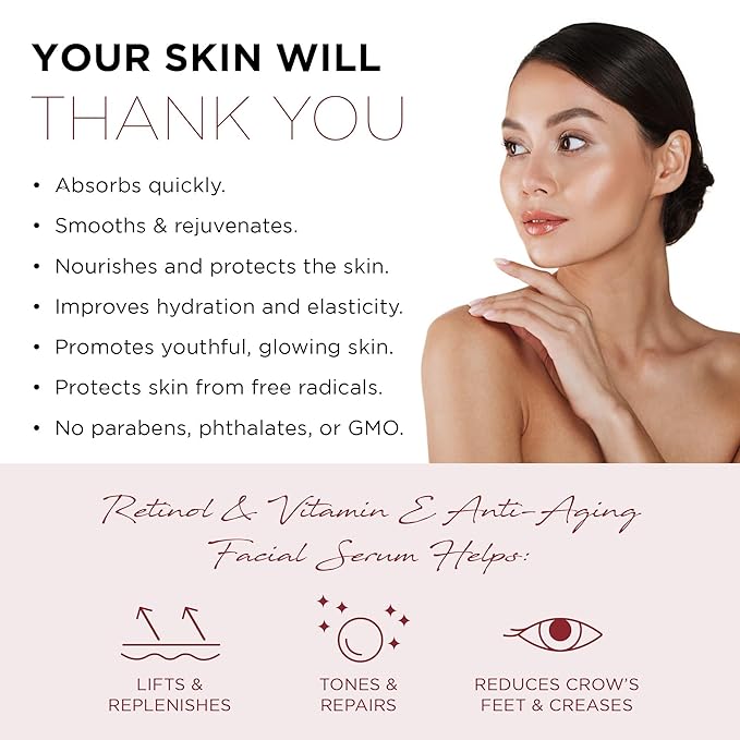 Azure Cosmetics Retinol Serum For Face - Dermatologist Tested, Anti Aging for Dark Spots & Skin Smoothing - Vitamin E for Replenishing & Skin Renewal - Vegan, Clean Beauty, Korean Skin Care - 2 Pack