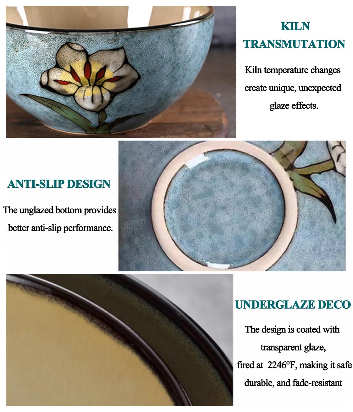 Gacoree Ceramic Bowls For Kitchen, 28 Oz Cereal Bowl, Soup Bowls for Salad, Pasta, Ramen Bowl Oven Safe Serving Bowls Set of 4