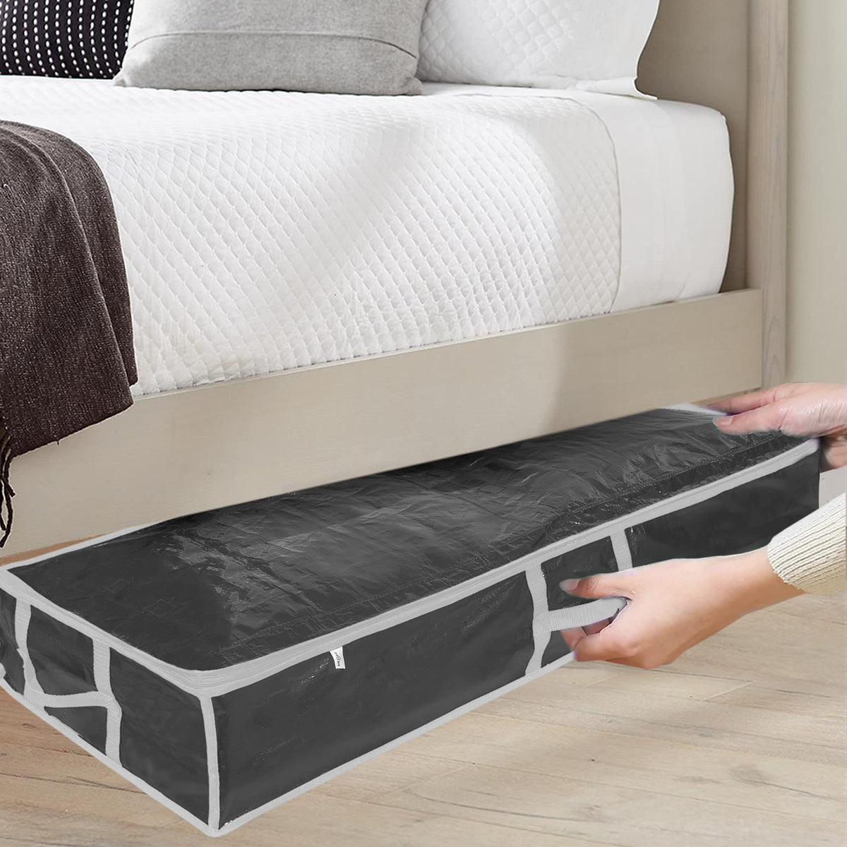 ProPik Wrapping Paper Storage Containers | Gift Wrap Organizer Under Bed | 41”x14”x6” | Box Holds 18-24 Rolls Up to 40” Long | Holder with Pockets for Ribbon Bows & Accessories (Black)