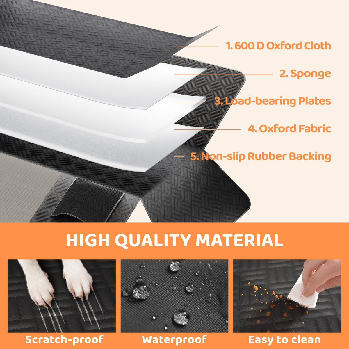 PROZAR Dog Car Seat Cover for Back Seat, Hard Bottom Back Seat Extender for Dogs - Supports 400lbs, Back Seat Pet Cover, Dog Hammock for Car SUV and Trucks