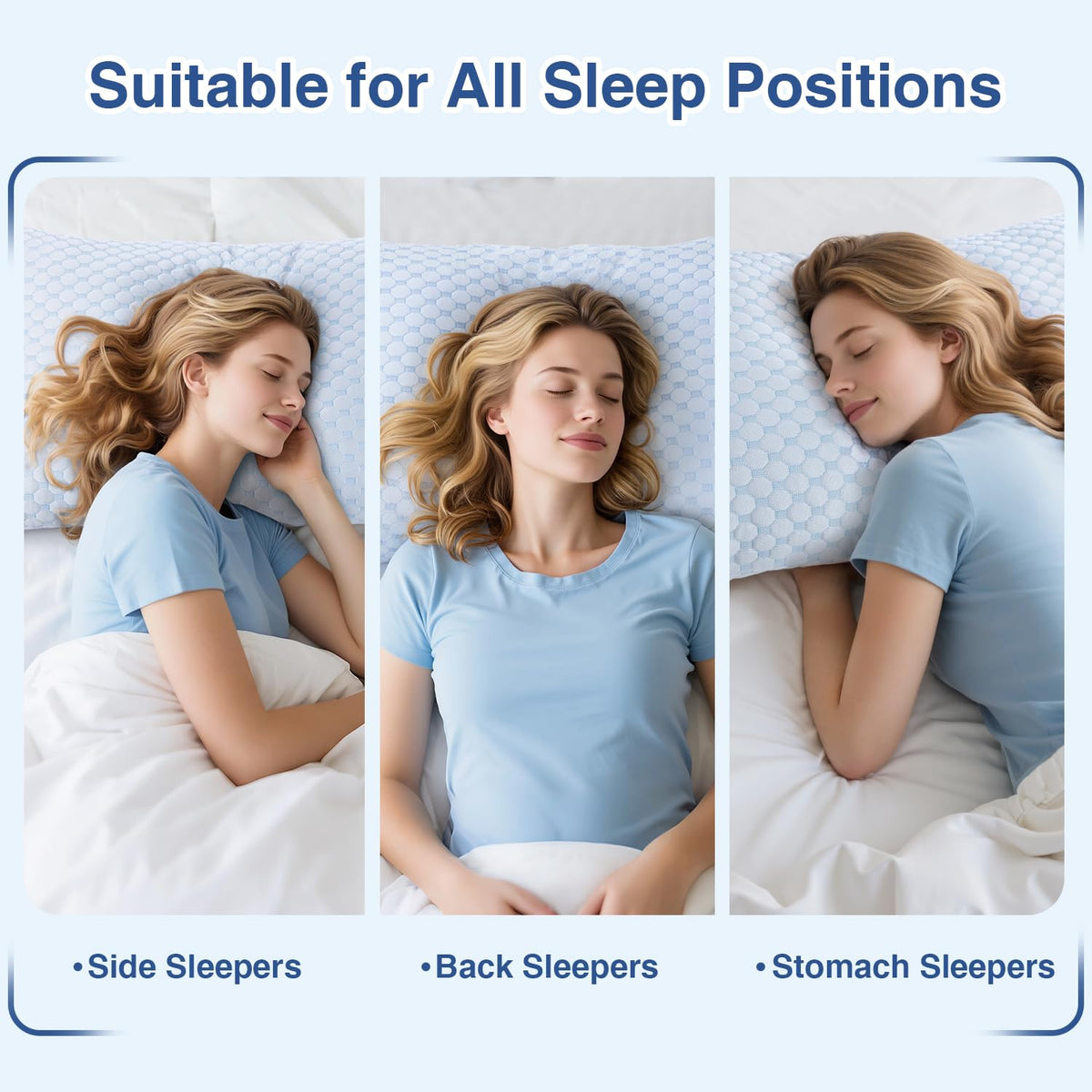 Favocama Cooling Pillow for Sleeping, Shredded Memory Foam Pillows Queen Size Set of 2, Double Sided Cooling Bed Pillows for Hot Sleepers, Side Back and Stomach Sleepers
