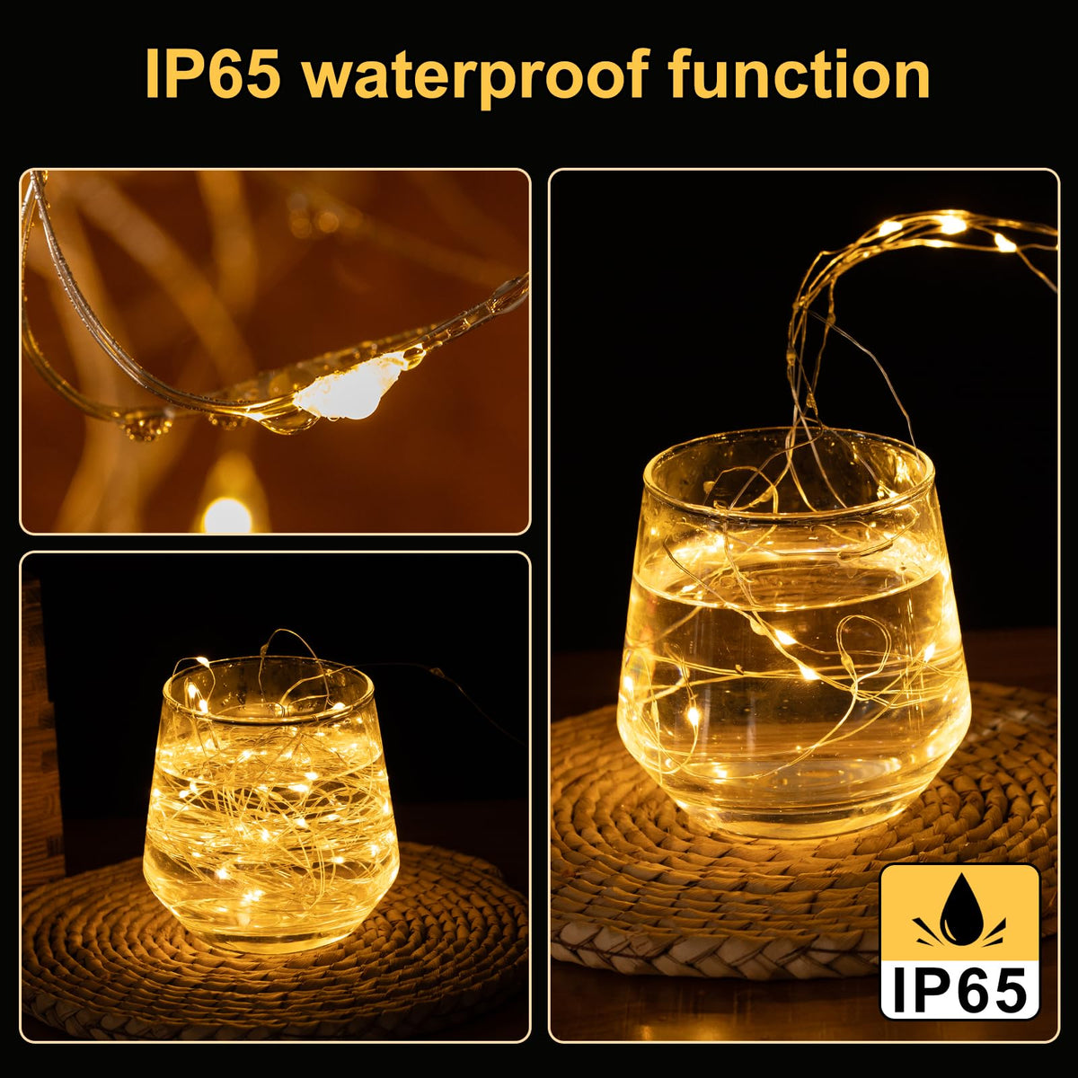 YPHSOL Fairy Lights Battery Operated String Lights 16.4ft 50LED Flashing and Constant Light Waterproof Silver Wire for Christmas DIY Party Bedroom Wedding (Warm White, 2 Pack)