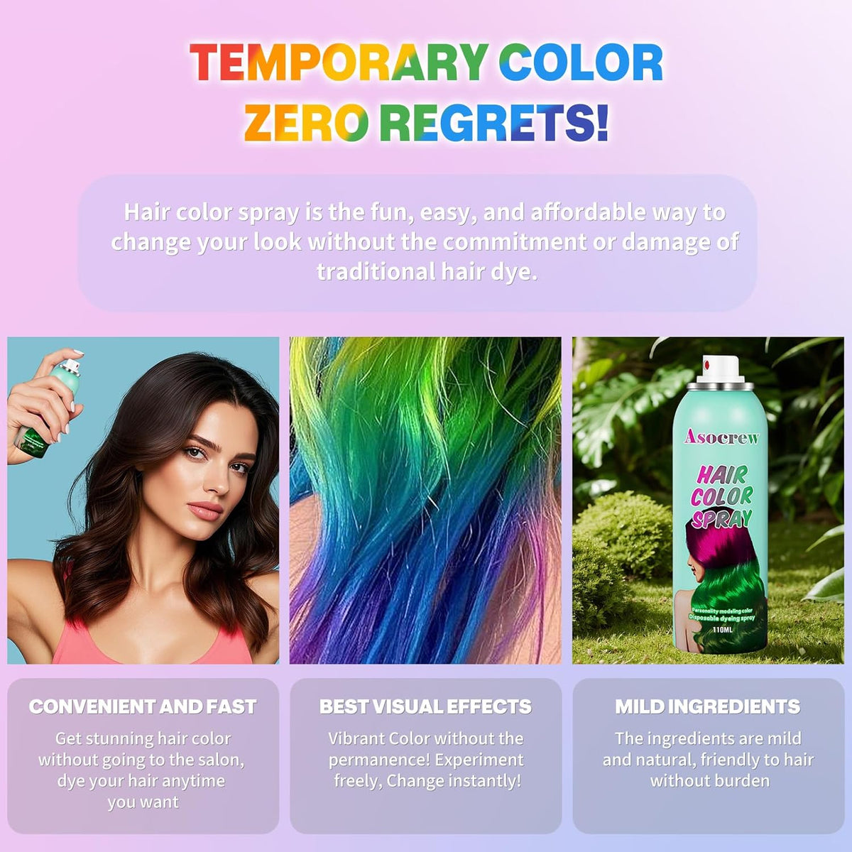 Red Hair Spray,Hair Color Spray Dye,Temporary Hair Color Spray for Kids Women,Hair Color Dye Pomades,Washable Hair Coloring Natural Color Hair Spray for Party,Halloween,Cosplay(Red)